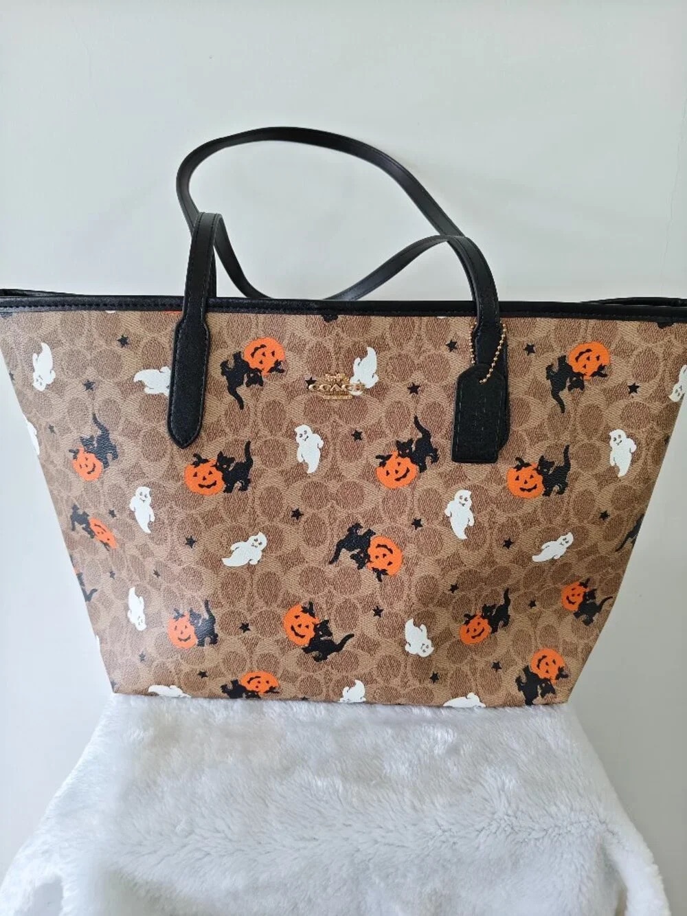 Coach City Tote In Signature Canvas With Halloween Print